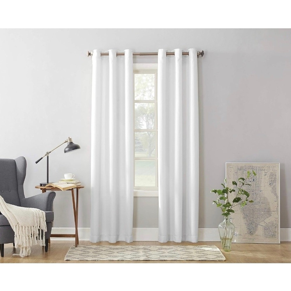 No. 918 Montego Casual Textured Semi-Sheer Grommet Curtain Panel White 63x48